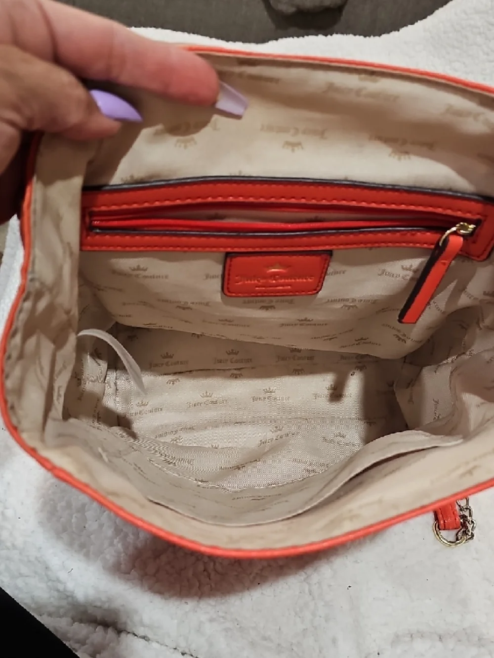 Juicy Couture Orange Mini Backpack with Gold Turn-Lock Detail